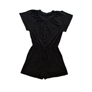 Casual Short Sleeve Romper Black XLarge